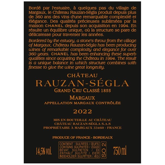 Chateau Rauzan-segla 2022 (1.5l) (3.0l) (6.0l)