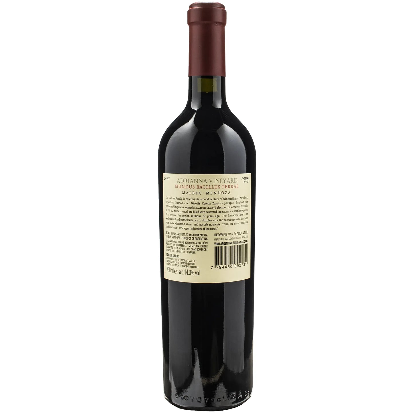 Zapata Adrianna Vineyard Mundus Bacillus Terrae 2015 (1.5l) (3.0l) (6.0l)